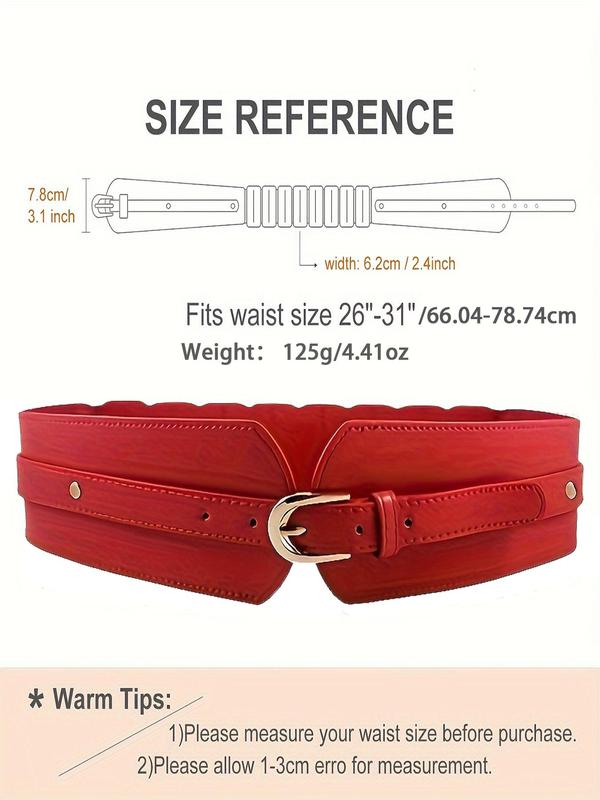 Women's Solid Color Wide Belt, Fashionable Pu Leather Waistband Luxury Belt for Daily Clothing Decoration, Trendy All-match & Exquisite Belt for Birthday Gift, Fall Outfits, Earthtone Fall Freshness