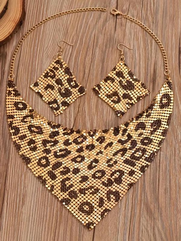 Women's Elegant Leopard Print Geometric Design Jewelry Set, Fashion Jewelry for Party, Daily Clothing Decor, Trendy All-match & Exquisite Jewelry for Birthday Gift