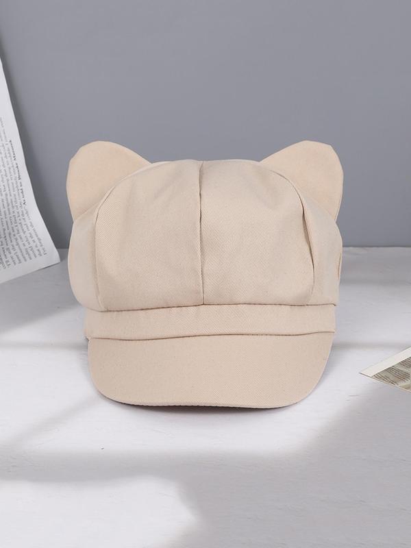 Women's Cute Cat Ear Design Baker Boy Cap, Casual Trendy Adjustable Hat for Women, Fashionable Hat for Fall & Winter for Women & Girls