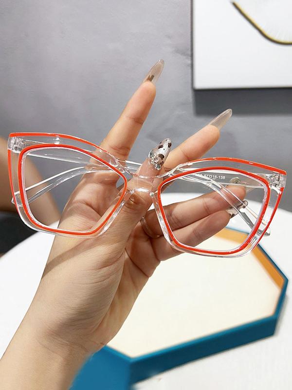 Vintage Cat Eye Frame Eyeglasses, Trendy Casual Eyeglasses for Women, Fashion Eyeglasses for Work, Daily Clothing Decor, Perfect for Student Daily Use