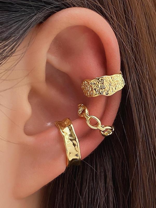 Women's Plain Hollow Out Textured Ear Cuff