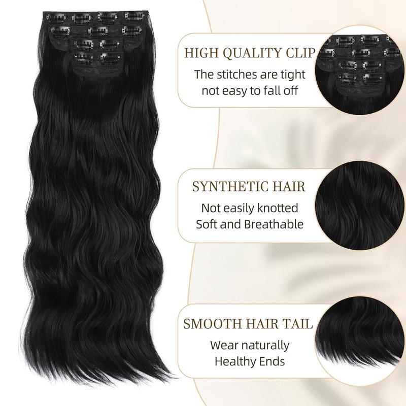 Vigorous Clip in Hair Extensions Long Wavy Synthetic Hairpieces,Natural & Soft Hair & Blends Well Hair Extensions,Easy to Wear for Women Girls Daily Use