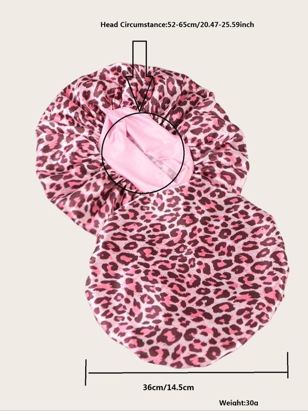 Leopard Print Wide Band Sleep Bonnet, Soft Smooth Touch Hair Protect Sleep Cap Bonnet with Soft Wrap Band, Fashion Accessories for Women