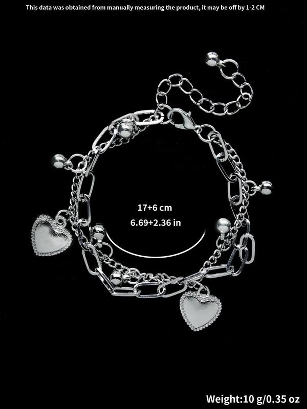 Fashion Heart Design Link Bracelet,  Fashion Jewelry for Party, Daily Clothing Decor, Trendy All-match & Exquisite Jewelry for Birthday Gift