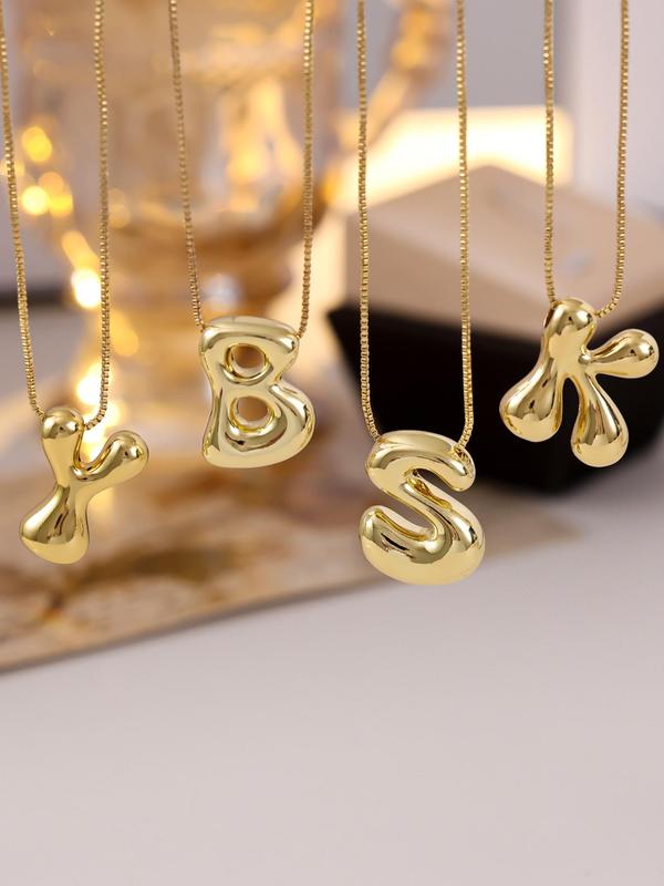 Unisex Fashion Alphabet Detail Pendant Necklace, Casual Hollow Out Design Neckalce for Party, Daily Clothing Decor, Trendy Exquisite Jewelry As Gift