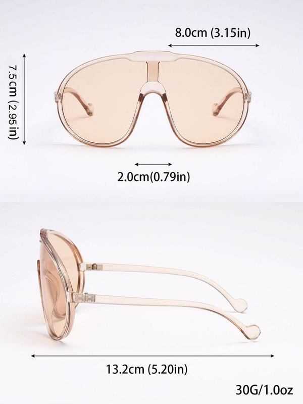 Unisex Street Aviator Sunglasses for Summer, Trendy One Piece Sunglasses for Travel & Daily Use, Fashion Accessories for Outdoor Activities