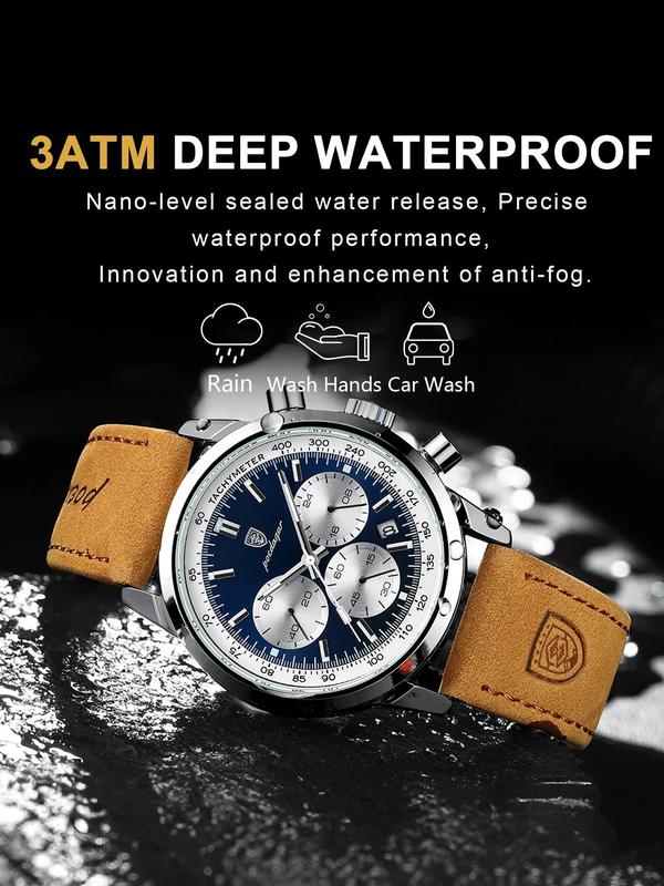 Men's Business Fashion Luminous Quartz Watch, Casual Trendy Waterproof Wristwatch, Fashionable Watch for Daily & Business Decoration As Gift with Box