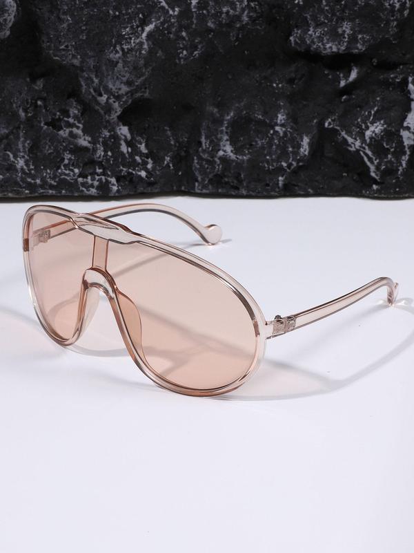 Unisex Street Aviator Sunglasses for Summer, Trendy One Piece Sunglasses for Travel & Daily Use, Fashion Accessories for Outdoor Activities