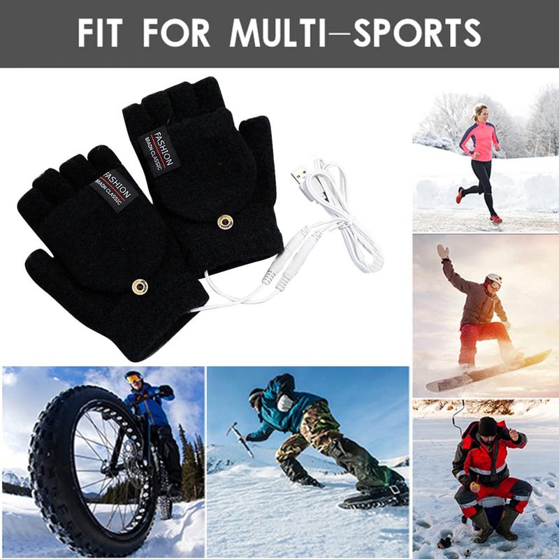 USB Heated Gloves for Women & Men, 1 Pair Winter Warm Hand Heating Gloves, Wear-resistant Portable Winter Warm Gloves for Skiing Riding Hiking, Gym Accessories