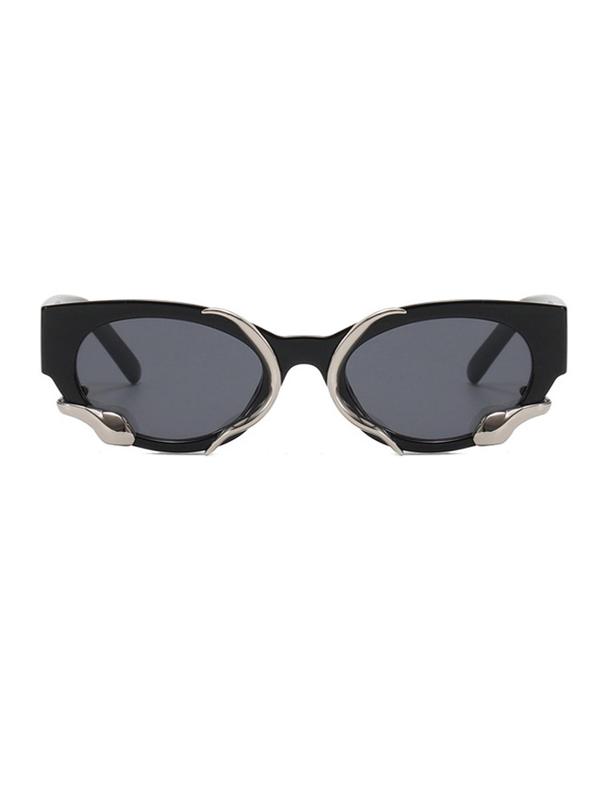 Fashionable Cat Eye Frame Sunglasses, Retro Wide-brimmed Snake Design Sunglasses, Stylish Women's Accessories for Everyday Use