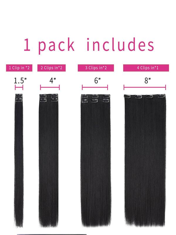 22 Inch Long Straight Clip-in Hair Extensions, Gorgeous Fluffy Hair Pieces for Women, Synthetic Hair Extensions for Party, Daily Use