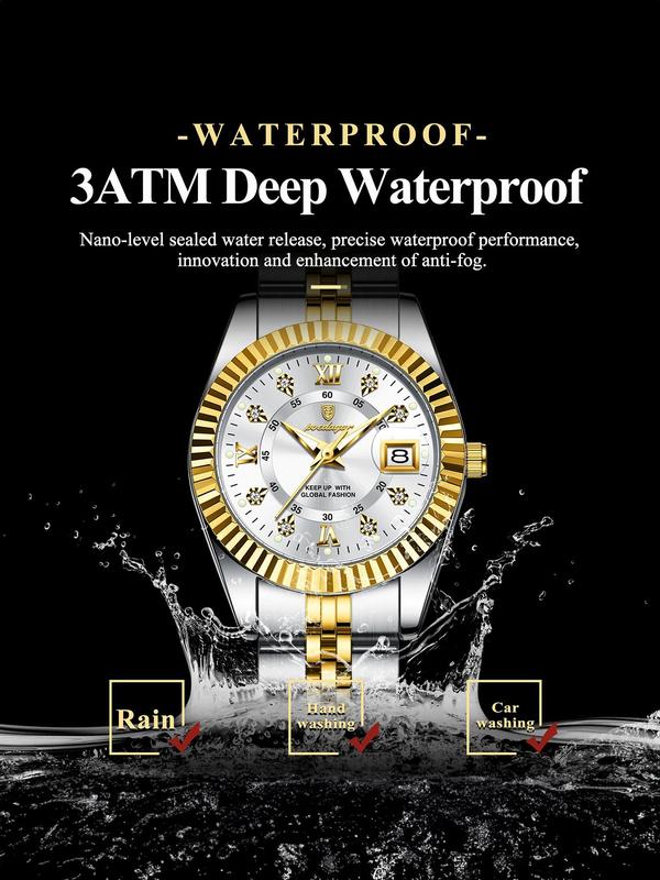 Women's Elegant Round Dial Analog Quartz Watch, Fashion Luminous Watch for Party, Daily Clothing Decor, Trendy All-match & Exquisite Waterproof Watch for Birthday Gift with Box