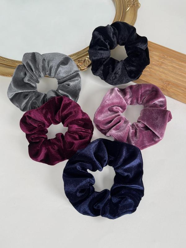 Velvet Solid Color Scrunchie, Elegant Matching Hair Tie for Ponytail Holder, Casual Simple Hair Accessories for Women & Girls, 2024 Fall Outfits