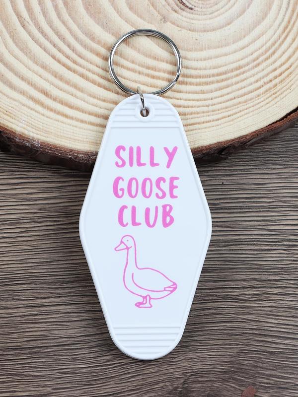 Silly Goose Club Letter Pattern Keychain, Cute Cartoon Keychain for Women & Men, Fashion Accessories for Bag & Car Key Decoration