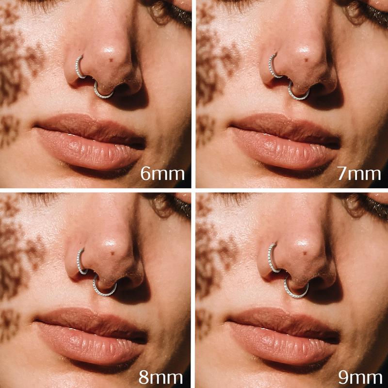 BodyBonita Clear CZ Nose Rings Hoop 316L Surgical Steel CZ Body Piercing Hoop Clicker 20G 18G 16G Hypoallergenic Earrings Jewelry for Cartilage Helix Rook Tragus Conch Daith Button Ring with Cubic Zircon 6mm 7mm 8mm 9mm 10mm 11mm 12mm - Gold Silver Black