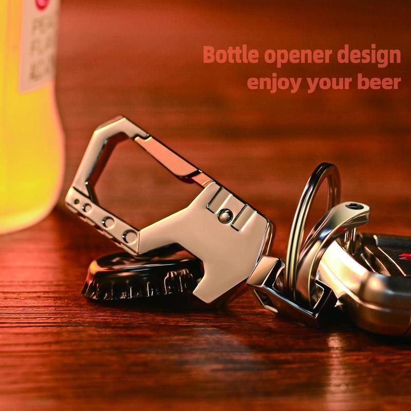 Heavy Duty Key Chain with (1 key ring and 1 D-ring),Bottle Opener,Carabiner Car Key Chains