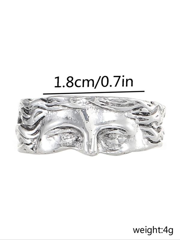 Punk Style Creative Face Design Cuff Ring, Fall Vintage Style Adjustable Open Ring for Women & Men, Fashion Jewelry Accessories for Daily Wear