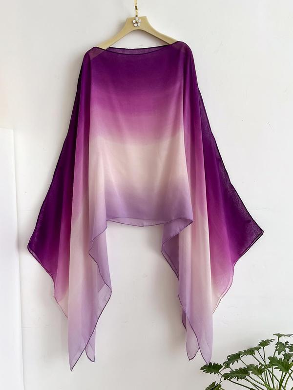 Women's Ombre Print Shawl, Casual Soft Lightweight Scarf for Beach Vacation, Fashion Accessories for Daily Wear