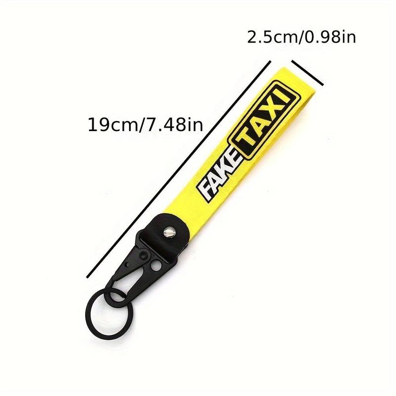 Creative FAKE TAXI Letter Pattern Keychain for Summer, Anti-lost Wristband Keychain for Car Kry, Cool Car Accessories for Men, Car Key Decor for Girls