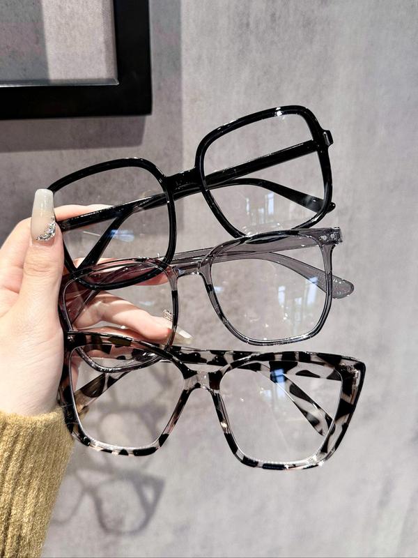 Unisex Fashionable Tortoiseshell Pattern Square Frame Eyeglasses, Trendy Casual Eyeglasses for Everyday Use, Fashion Accessories for Outdoor Activities