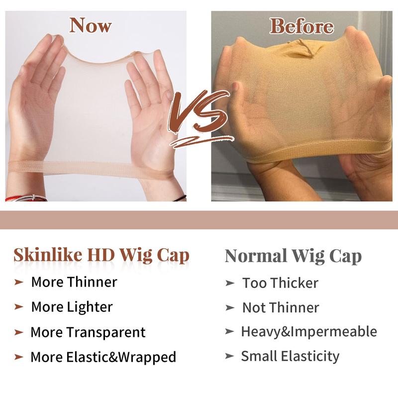 Recool Hair Invisable HD Wig Cap,2PCS High Breathable Ultra-thin Stretchy Bald Caps for Lace Front Wigs