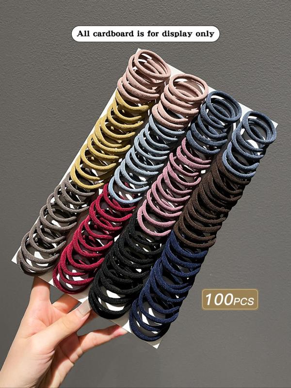 Solid Color High Stretch Hair Ties, Casual Simple Hair Accessories for Women & Girls, Minimalist Headwear Suitable for Thick Hair