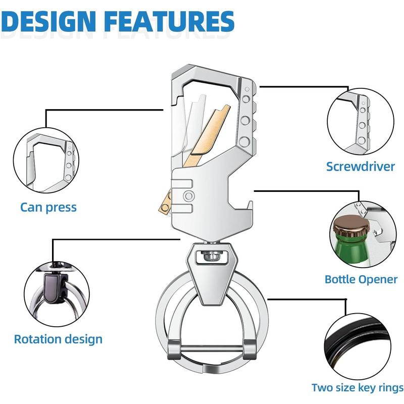 Heavy Duty Key Chain with (1 key ring and 1 D-ring),Bottle Opener,Carabiner Car Key Chains