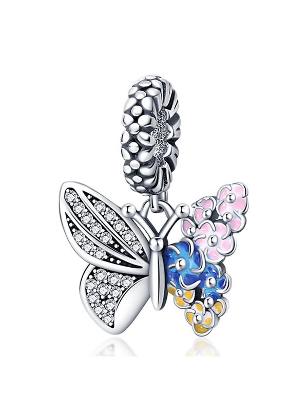 Butterfly Design Charm Bead, Rhinestone Decor Bead Fits Bracelets Necklace Keychain, Fashion Diy Jewelry for Women