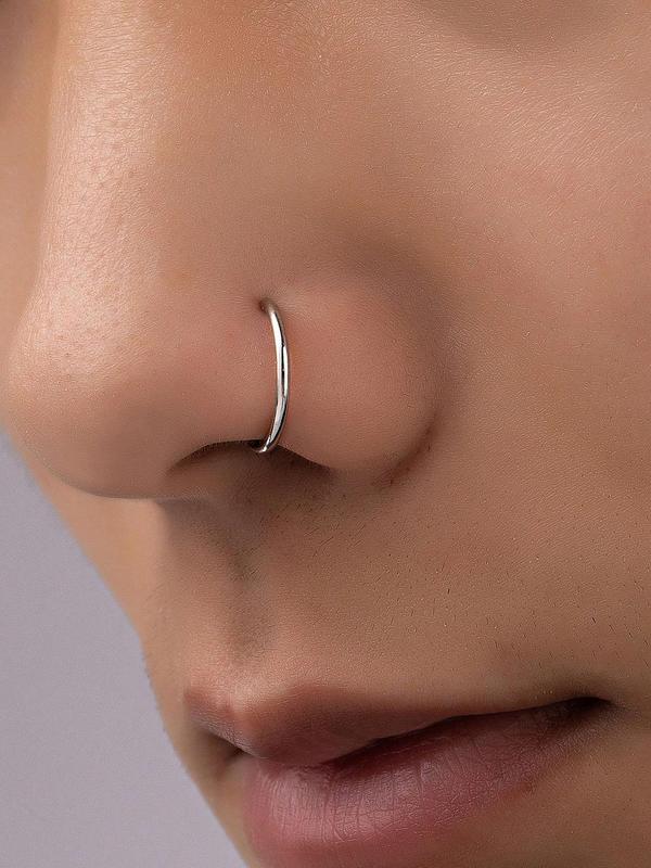 Punk Style Stainless Steel Fake Piercing Nose Ring, Fashionable Fake Nose Ring for Women & Men, Body Jewelry for Party, Trendy All-match Jewelry for Gift