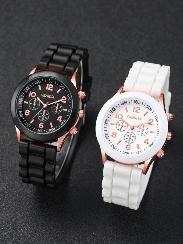 Women's Elegant Round Dial Quartz Watch (2pcs set), Exquisite Trendy Wristwatch, Fashionable Watch Set As Gift for Women without Box