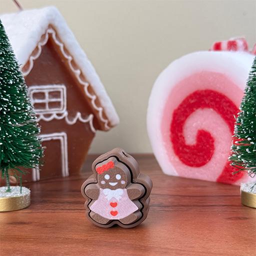 Gingerbread Fidget Clicker Keychain perfect for stress relief cute stocking stuffer