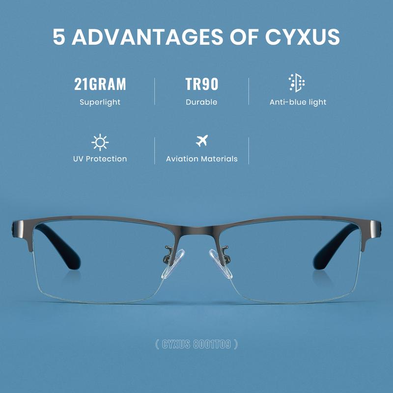 Cyxus Blue Light Blocking Computer Glasses for Men & Women Fashion Semi Rim Frame UV Blocking Gaming Eyeglasses Lightweight Eyeglass 8001