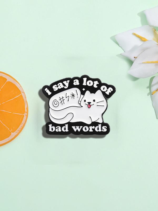 Cute Cartoon Cat Design Brooch, Fashionable Letter Design Pin Brooch, Clothes Accessories for Women & Men