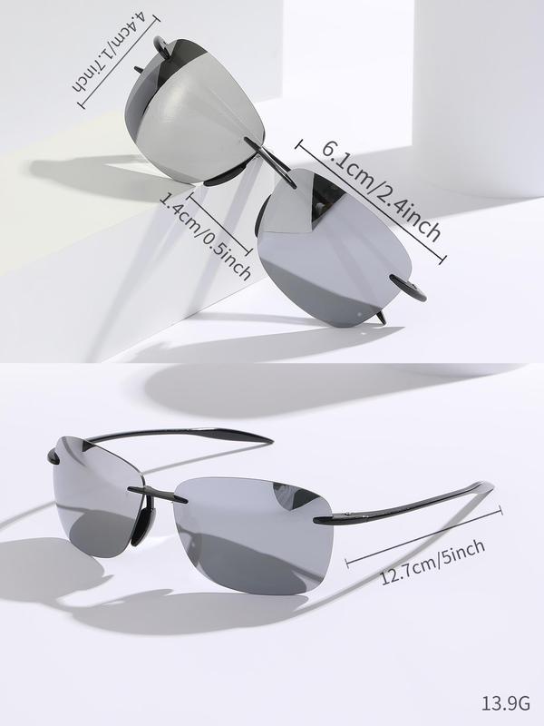 Men's Street Style Rimless Sunglasses, Trendy Casual Sunglasses for Everyday Use, Fashion Accessories for Outdoor Activities, Fall Outfits, Fall Freshness