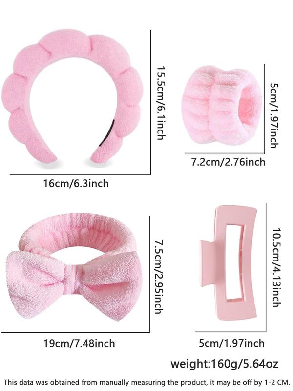 Women's Elegant Hair Care Set, Including Hair Hoop & Wristband & Hair Claw, Cute Hair Accessories Set for Women & Girls