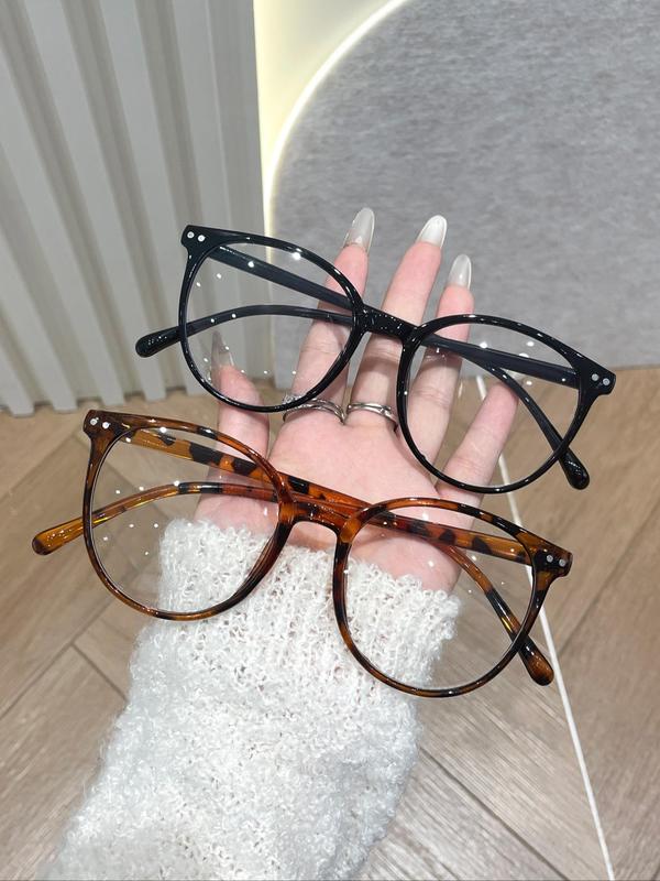 Women's Fashionable Tortoise Square Frame Eyeglasses, Trendy Casual Eyeglasses for Everyday Use, Fashion Accessories for Outdoor Activities