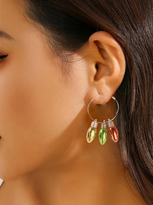 Cute Christmas Themed Dangle Earrings, Bow & Candy & Bell Design Earrings, Fashion Jewelry Accessories for Women & Girls