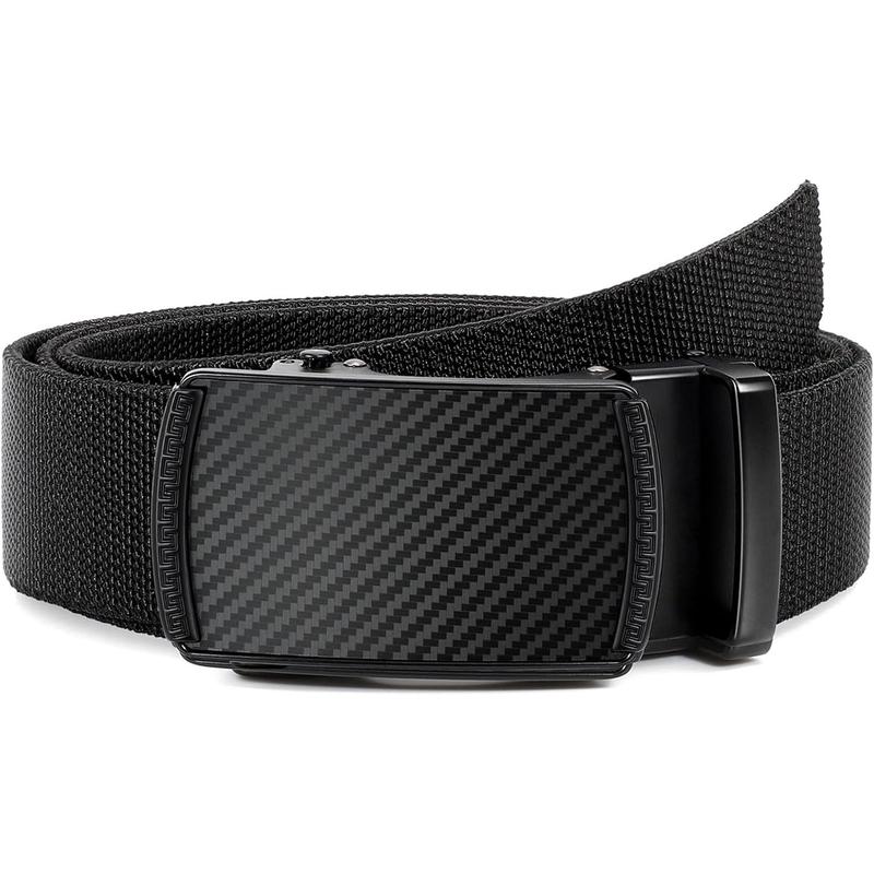 Mens Ratchet Belt Black Tactical Nylon Belts for Men with Automatic Slide Buckle Casual Golf Belt