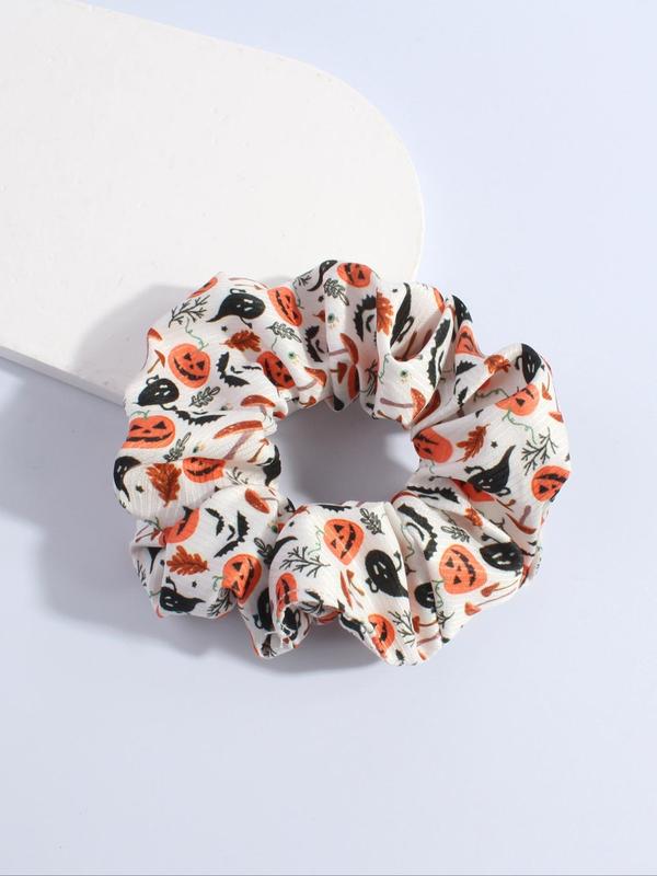 Creative Hair Scrunchies, Cute Pumpkin All Over Print Hair Ties, Fashion Hair Accessories, Minimalist Headwear Suitable for Thick Hair Fall, Birthday Gifts, Halloween Couple Ideas