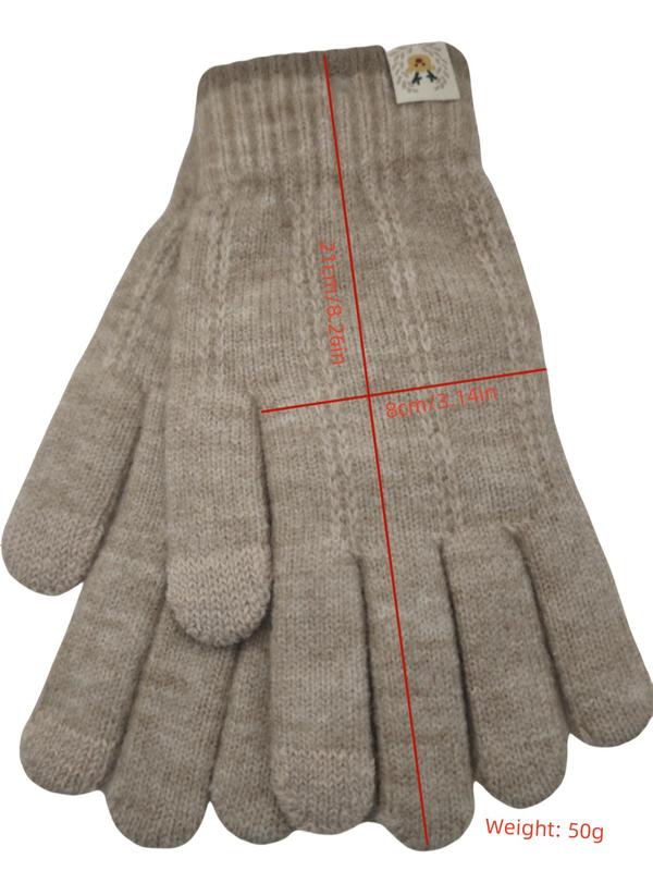 Unisex Thermal Lined Knitted Gloves, Casual Touch Screen Gloves for Fall & Winter, Warm Gloves for Outdoor Cycling Travel