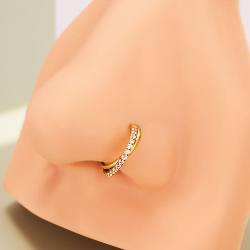 Oufer 20G Entwine CZ Hinged Segment Nose Ring Nose Hoop