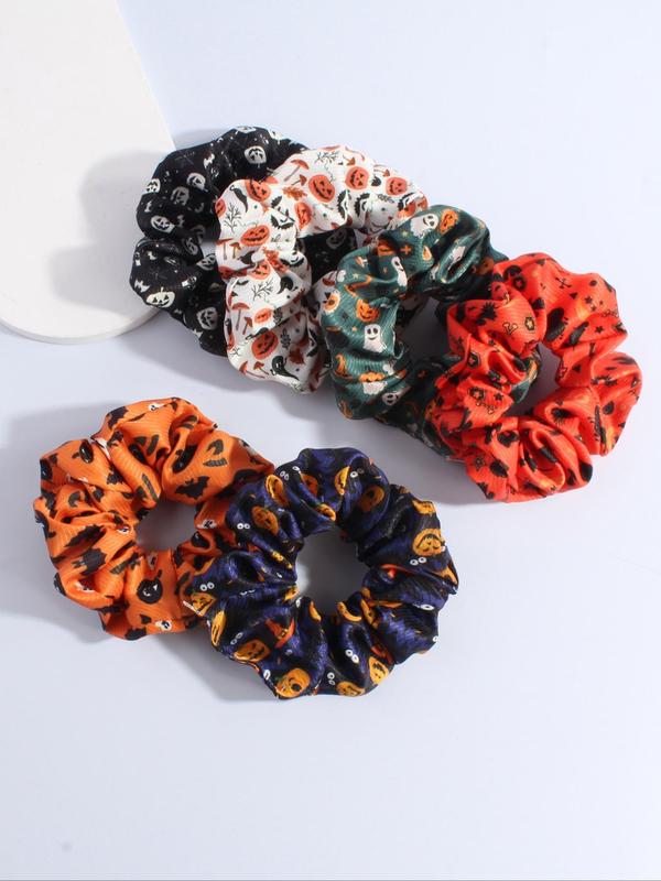 Creative Hair Scrunchies, Cute Pumpkin All Over Print Hair Ties, Fashion Hair Accessories, Minimalist Headwear Suitable for Thick Hair Fall, Birthday Gifts, Halloween Couple Ideas