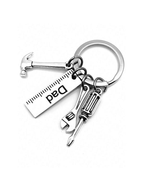 Men's Fashion Creative Letter Pattern Keychain, Trendy Stainless Steel Keychain, Hammer Wrench Screwdriver Shape Design Keychain