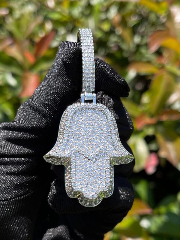 Rhinestone Decor Halma Hand Design Pendant, Fashion Jewelry for Party, Daily Clothing Decor, Trendy All-match & Exquisite Jewelry for Birthday Gift