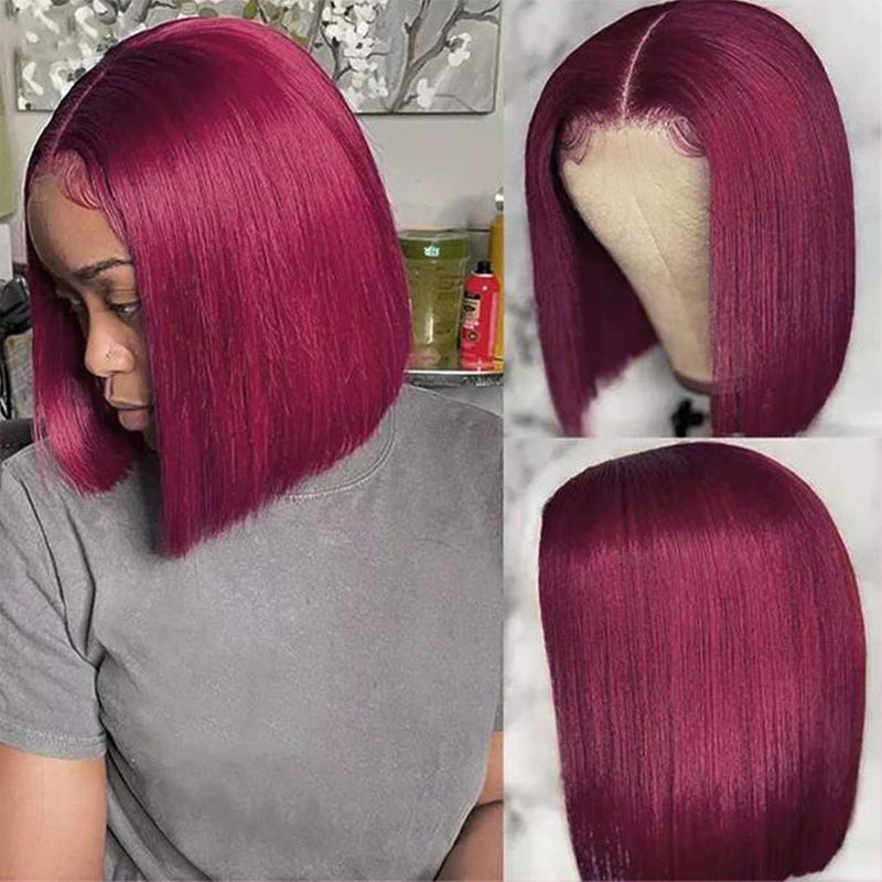 Alipearl Hair Pre Cut Ready to Go Glueless Straight Bob Wig Human Hair Pre Bleached 4x7 5x7 Lace Closure Wigs Colored Bob 5x5 Lace Closure Wig