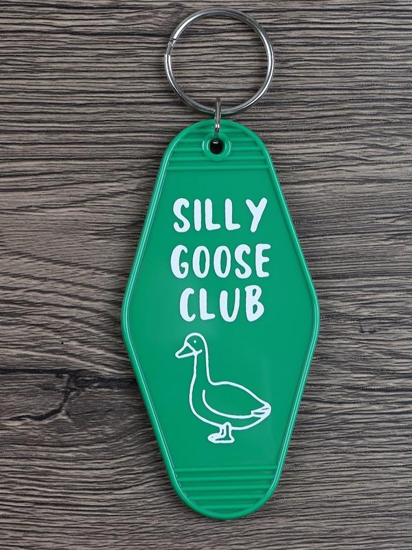 Silly Goose Club Letter Pattern Keychain, Cute Cartoon Keychain for Women & Men, Fashion Accessories for Bag & Car Key Decoration