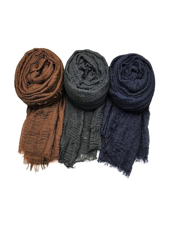 Women's 3pcs Solid Color Tassel Decor Scarf, Casual Versatile Soft Comfortable Shawl for Daily Wear Fall Winter, Fashion Accessories Gift for Women & Girls