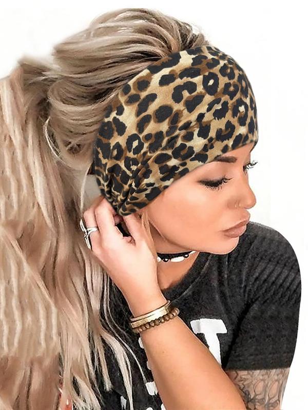 Leopard Print Hair Band, High Stretch Leopard Pattern Hair Band for Gym Workout, Women's Fashion Hair Accessories for All Seasons