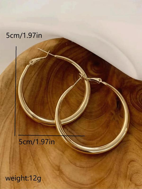 Simple Geometric Round Design Hoop Earrings, Fashion Alloy Ear Piercing Jewelry for Women and Girls, Casual All-match Accessories for Fall Festival Party, Daily Clothing Decoration