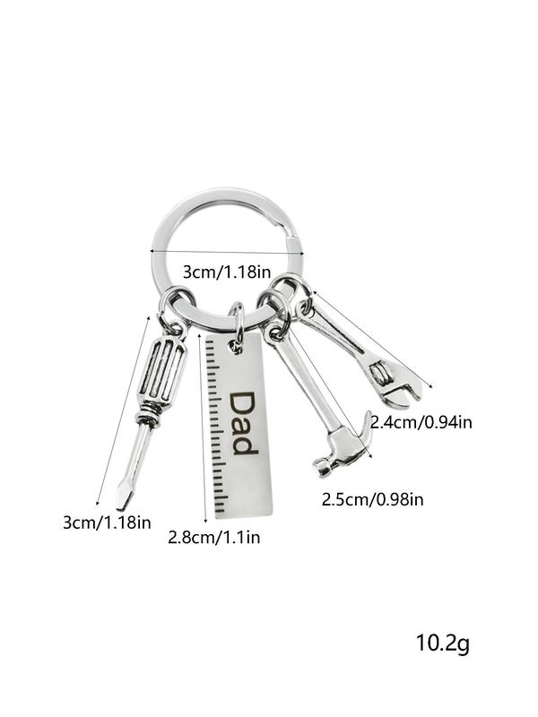 Men's Fashion Creative Letter Pattern Keychain, Trendy Stainless Steel Keychain, Hammer Wrench Screwdriver Shape Design Keychain